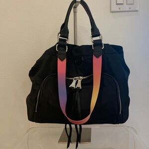 Aimee Nylon /Leather Black Tote with Ombré Strap